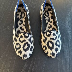 Rothy's Black and Cream Leopard Print Flats